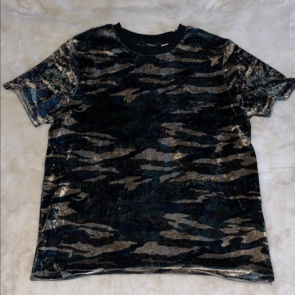 Velvet camo top